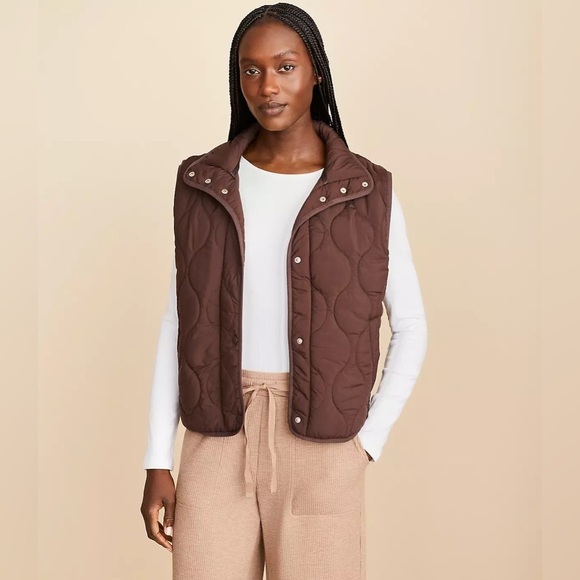 Lou & Grey Womens XL Brown Quilted Puffer Vest Jacket - Picture 5 of 6